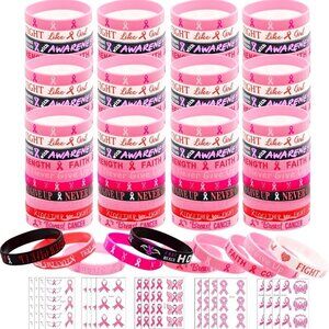Breast Cancer Awareness Accessories Silicone Bracelets Stickers Women